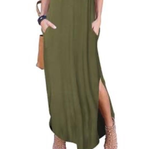 ♦️Chico’s travelers khaki midi dress with side slits - Picture 2 of 2